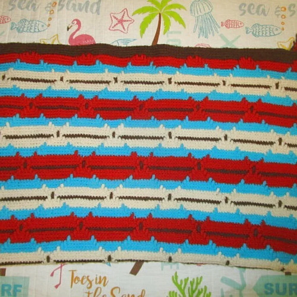 VTG Hand Crochet AFGHAN Throw BLANKET Lap COUCH Southwestern FRINGE Aztec 60X38